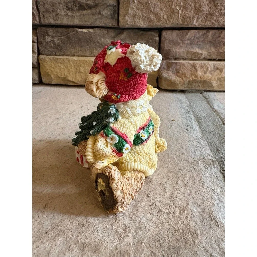 Vintage K's Collection Christmas Decoration Figurine Bear w/hat Sweater Tree